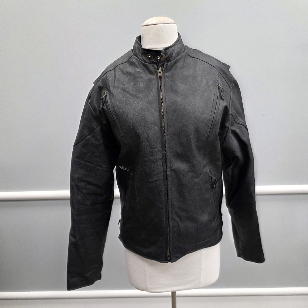 Men's Sleek Black Leather Motorcycle Jacket